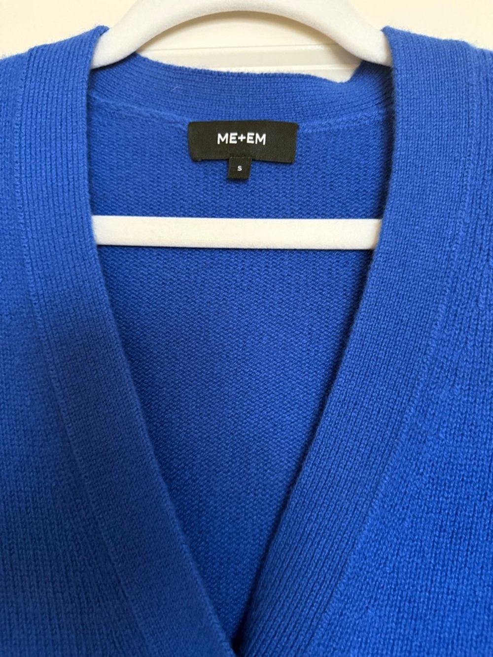 ME+EM S Small Cashmere Open Front V Neck Cardigan Layering Cobalt Electric Blue - Picture 6 of 12